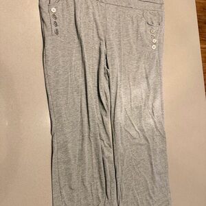 Gray Button-Accent Pants